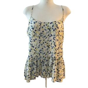 OLD NAVY Women’s Top Spaghetti Straps Adjustable Peplum Blue Cherry Size XL
